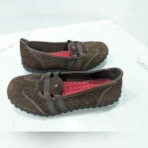 I heart comfort Amy brown suede leather driving walking ballet lat shoes sz 6.5